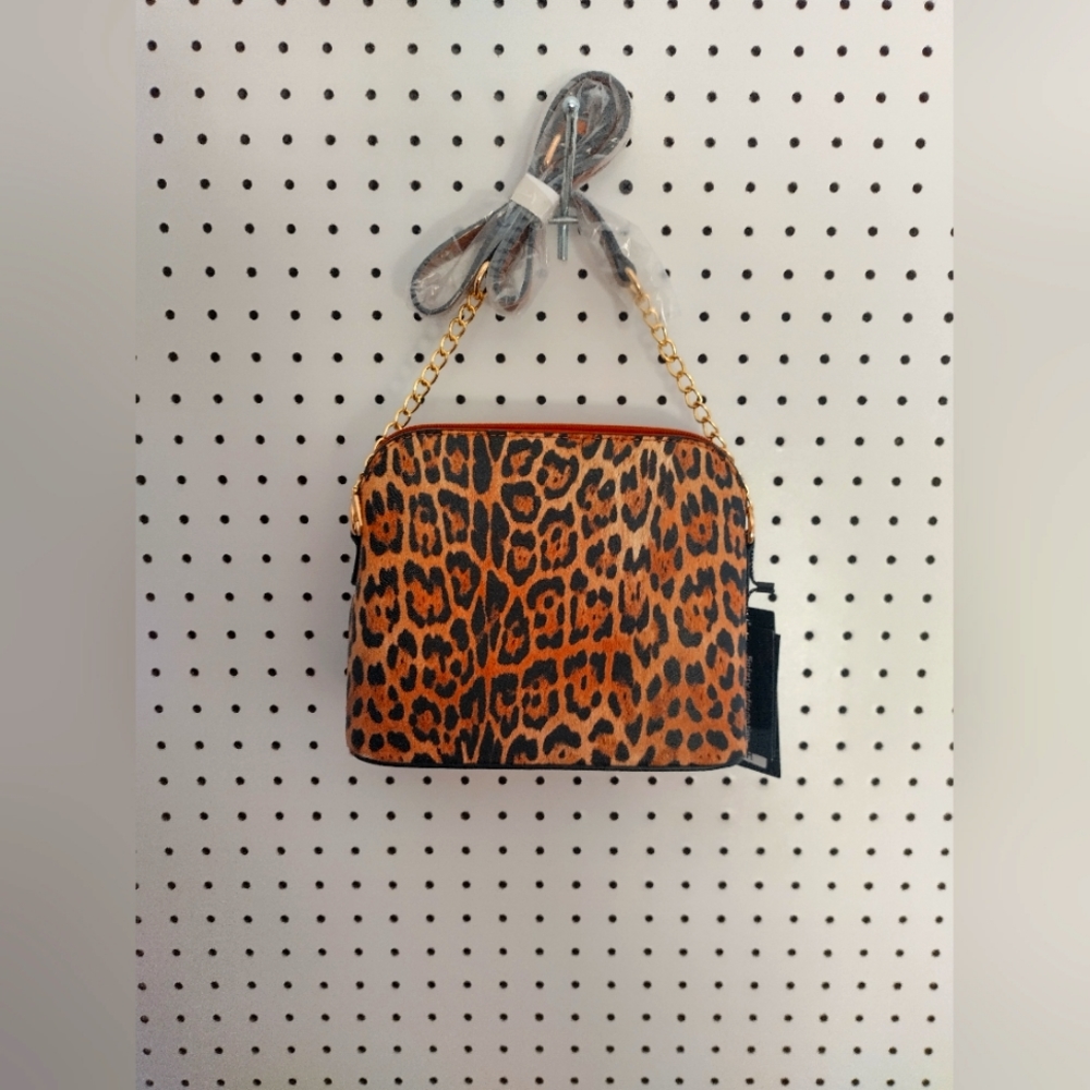 Leopard Print Dome Cross Body Wallet Set